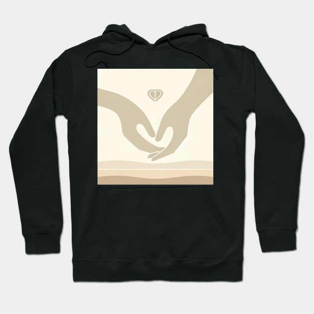 Embrace of Unity: A Minimalist Love Gesture Hoodie by heartyARTworks